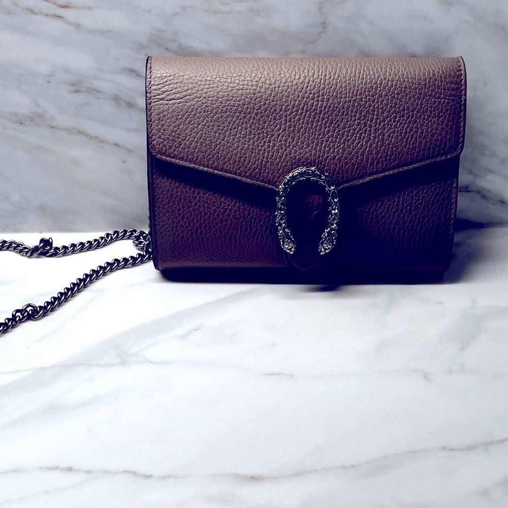 Grey Gucci Dionysus Mini Leather Chain Purse